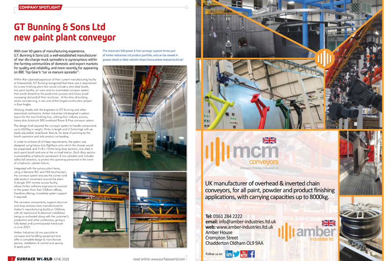 Im Rampenlicht – Förderband in der neuen Lackieranlage von GT Bunning &amp; Sons Ltd